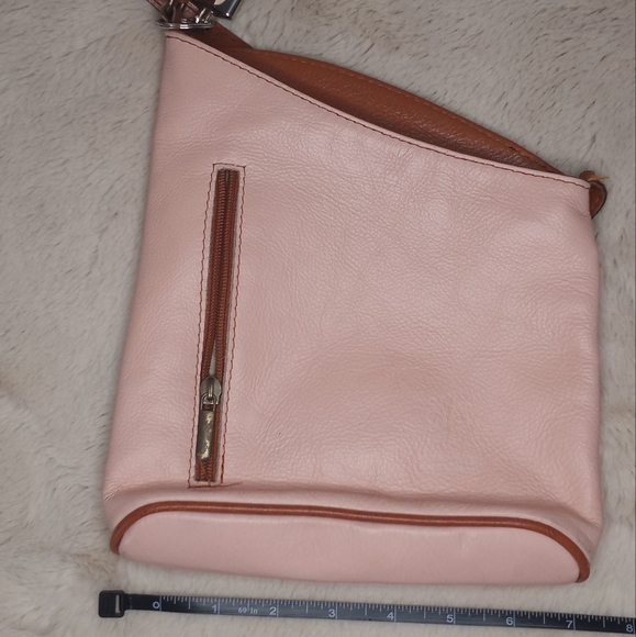 Vera Pelle Italian Made Leather Pastel Petal Pink Coquette Girl Crossbody Bag - Picture 2 of 6